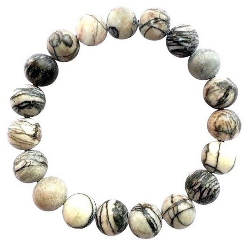 Marbled Beaded Stretch Bracelet Grey White Black Zebra Jasper Style Jewelry